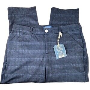 Democracy Blue Plaid Ponte Pants Size 18W High Rise Trouser NWT